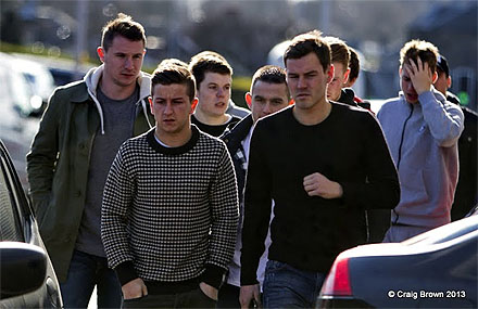 Players arrive at East End Park