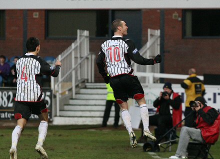Andy Kirk celebrates goal at Dundee