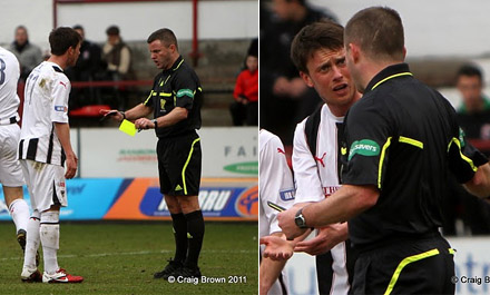 Joe Cardle yellow card 59th minute v Stirling Albion