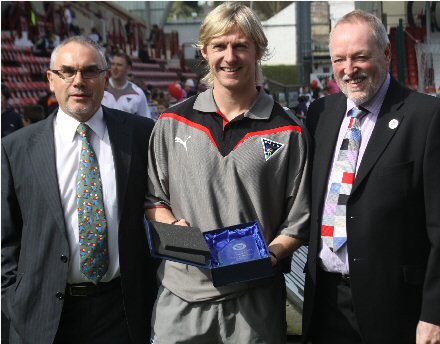 Runner Up 2009-10 Centenary Club Player of the Year - Neil McGregor with John Swift and Pete Campbell