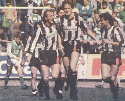 Dave Young congratulated on DAFC's first ever premier goal 87