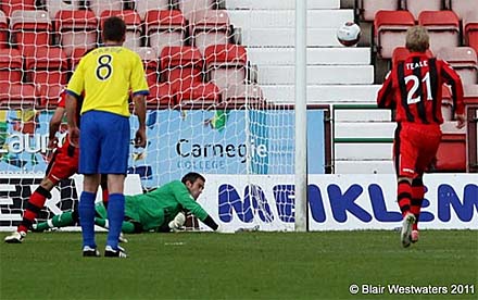 Paul Gallacher saves penalty